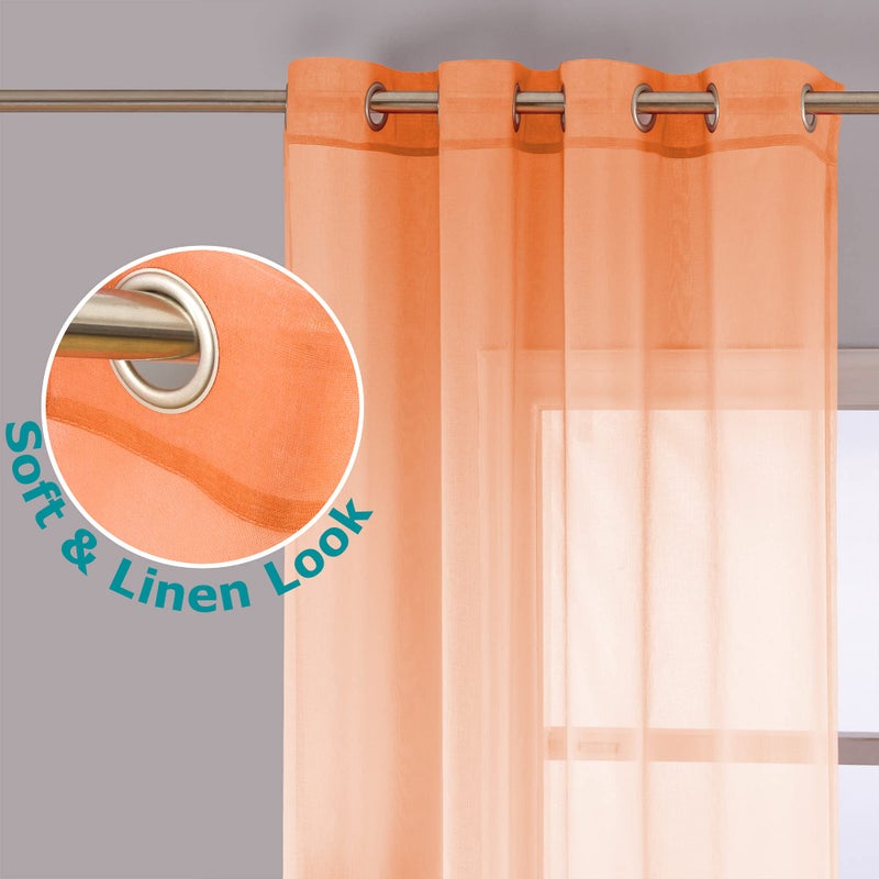 KOUFALL Beach Curtains for Bedroom,Coastal Curtains for Living Room 63 Inch Length 2 Panel Set,Orange and Turquoise/Teal - Image 2